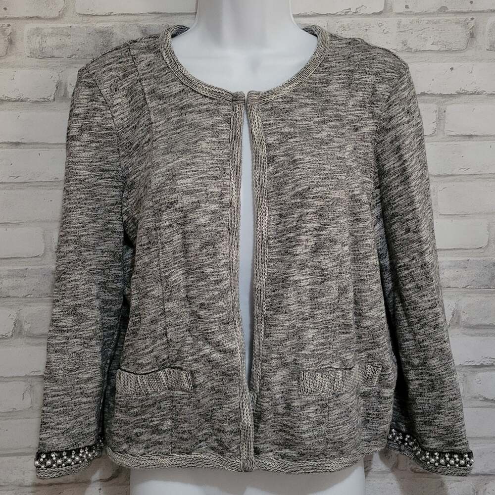 Express Beaded Cuff Open Front Knit Cardigan Womens Large